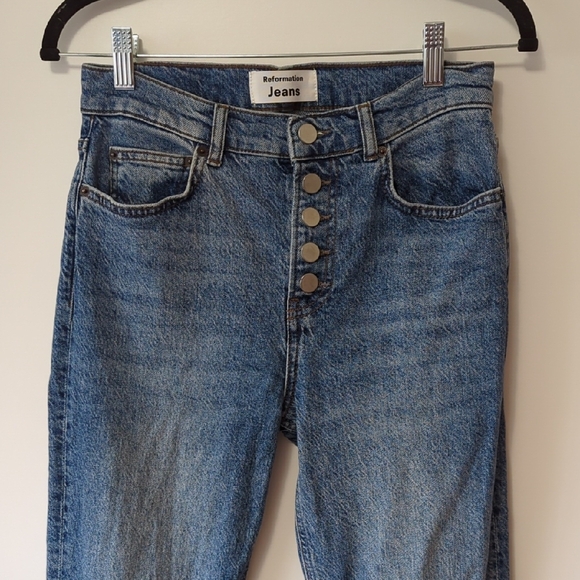 Reformation High Rise Straight Leg Jeans in Malta Wash - Size 25 - Picture 2 of 11